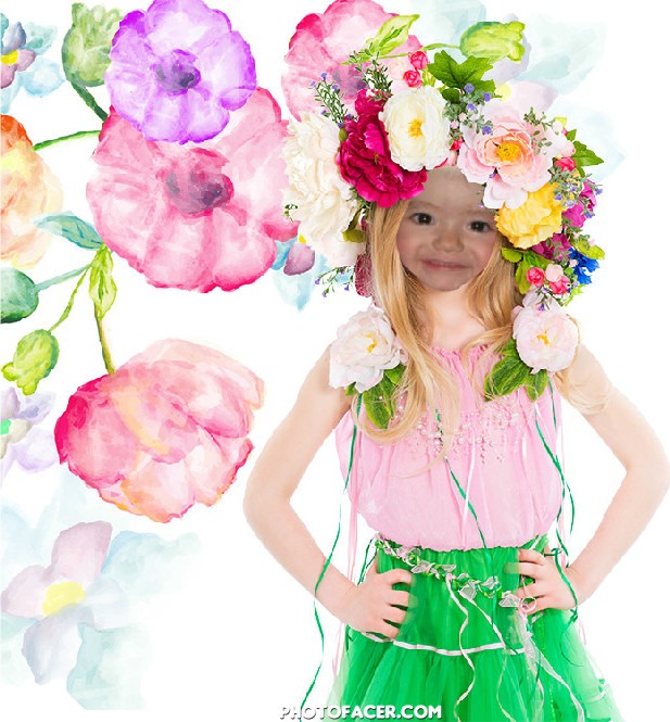 Lima voltaje abeja Fotomontaje con una chica con una corona de flores - Editar Fotos Online |  Editar Fotos Online - Edición de fotografías